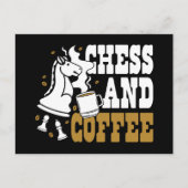 Cute Chess and Coffee Chess Lover Knight Art Postkarte (Vorderseite)