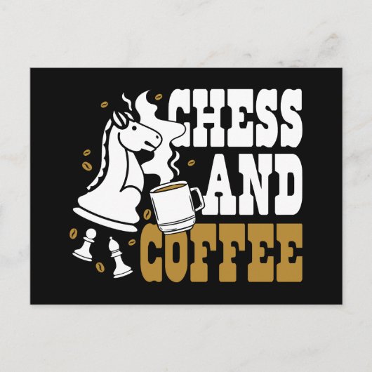 Cute Chess and Coffee Chess Lover Knight Art Postkarte (Vorderseite)