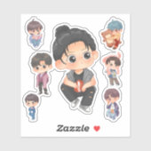 Cute Chibi Anime Boy Vinyl Sticker Set (Blatt)