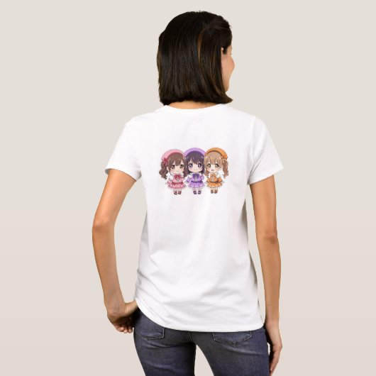 Cute Chibi Anime Girls Trio Women's T-Shirt  (Schwarz voll)