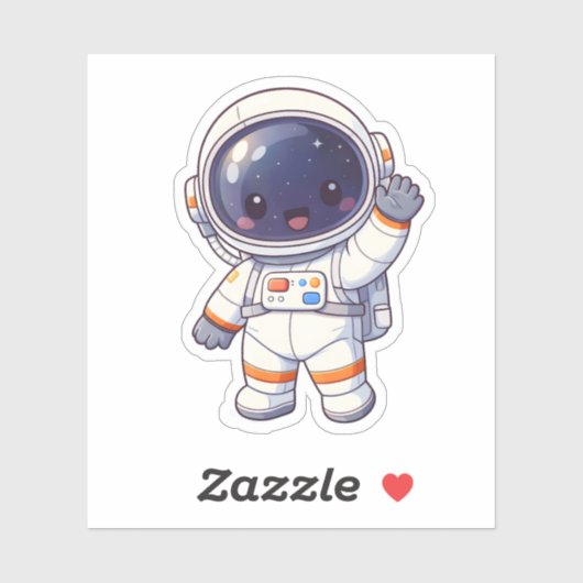 Cute Chibi Astronaut Waving Space Sticker (Blatt)