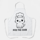 Cute Chibi Cat “Kiss the Cook” Apron – Funny Kitch Schürze (Vorderseite)