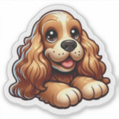 Cute Chibi Cocker Spaniel Puppy Face Aufkleber (Vorderseite)
