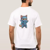 Cute Chibi Cyber Ninja Cat – Neon Futuristic   T-Shirt (Rückseite)