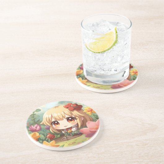 Cute Chibi Gardening Getränkeuntersetzer (Seite)