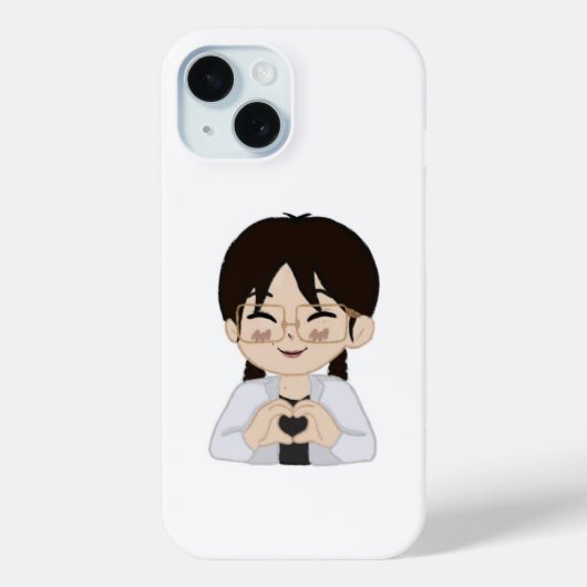Cute Chibi Heart Hands iPhone Case (Rückseite)