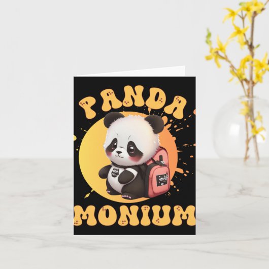 Cute Chibi Kawaii Panda Name School Year On Back B Karte (Gelbe Blume)