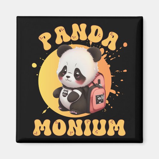 Cute Chibi Kawaii Panda Name School Year On Back B Magnet (Vorne)