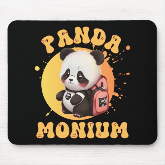 Cute Chibi Kawaii Panda Name School Year On Back B Mousepad (Vorne)