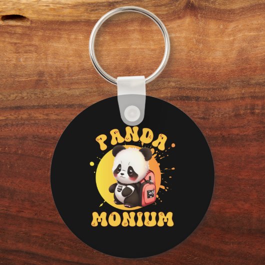 Cute Chibi Kawaii Panda Name School Year On Back B Schlüsselanhänger (Vorderseite)