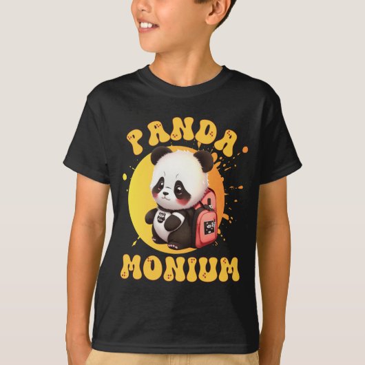 Cute Chibi Kawaii Panda Name School Year On Back B T-Shirt (Vorderseite)