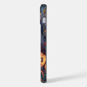 Cute Chibi Kitten at the Harbor Sunset – Whimsical iPhone Hülle (Linke Seite)