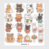 Cute Chibi Lunar New Year Animals Vinyl Stickers Aufkleber (Blatt)