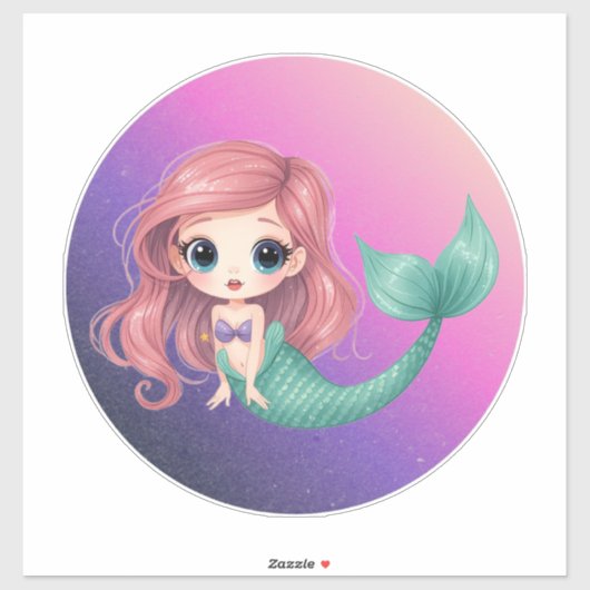 Cute Chibi Mermaid Sticker (Blatt)