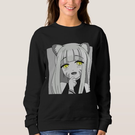 Cute Chibi Neko Girl with Smug Smile Sweatshirt (Vorderseite)