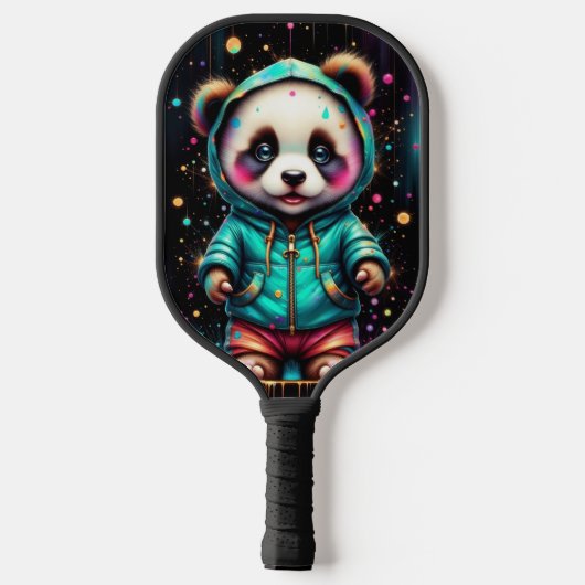 Cute Chibi Panda Customizable Pickleball Schläger (Rückseite)