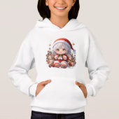 Cute Chibi Santa Girls' Christmas Pullover Hoodie (Vorderseite)