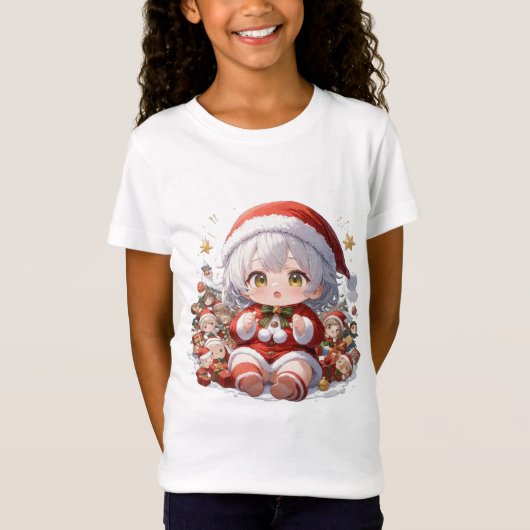 Cute Chibi Santa Kid's Christmas T-Shirt (Vorderseite)