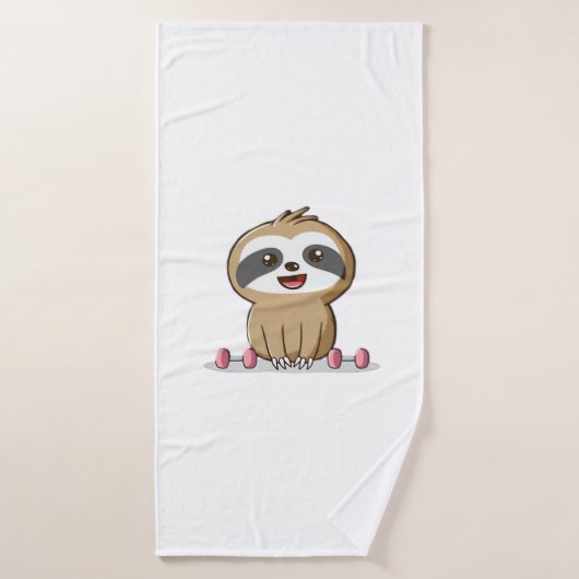Cute Chibi Sloth Workout � Funny Kawaii Gym Animal Badehandtuch (Badehandtuch)