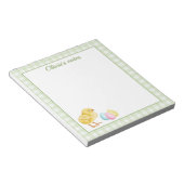 Cute Chick And Pastel Eggs On Green Gingham Easter Notizblock (angewinkelt)