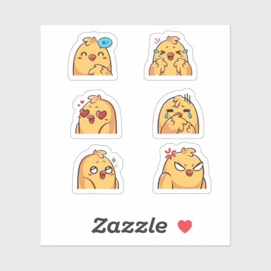 Cute Chick Emotions Sticker Set (Blatt)