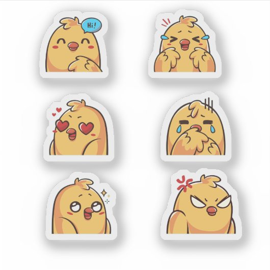 Cute Chick Emotions Sticker Set (Vorderseite)