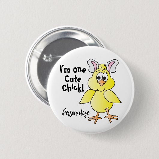 Cute Chick - Funny Expressions Button (Vorne & Hinten)