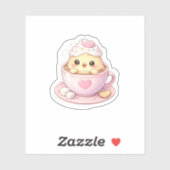 Cute Chick in Coffee Cup Kawaii Sticker (Blatt)