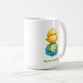 Cute Chick on Globe - Easter & Earth Day Design Kaffeetasse (VorderseiteRechts)