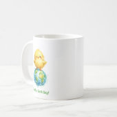 Cute Chick on Globe - Easter & Earth Day Design Kaffeetasse (Vorderseite Links)