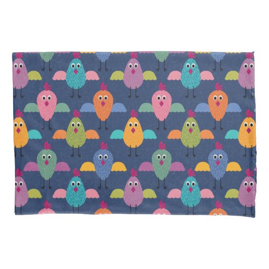 Cute Chick Pattern on Blue Kissenbezug (Vorderseite)