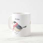 Cute Chickadee with Scarf Bringing Gift Custom Kaffeetasse (Vorderseite Links)