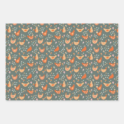 Cute Chicken Bird Pattern Geschenkpapier Set (Vorderseite 3)