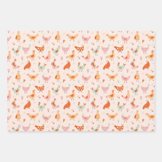 Cute Chicken Bird Pattern Geschenkpapier Set (Vorderseite 2)