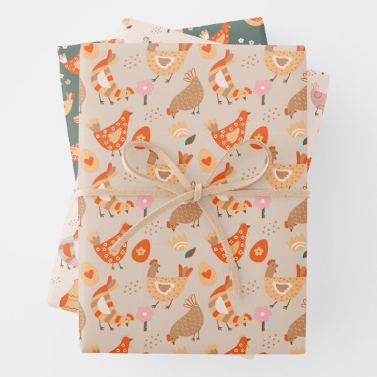 Cute Chicken Bird Pattern Geschenkpapier Set (Beispiel)