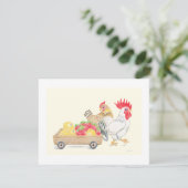 Cute Chicken Chicks Family Strawberries Flat  Card Dankeskarte (Stehend Vorderseite)