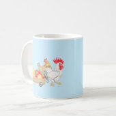 Cute Chicken Family Blue Mug Kaffeetasse (Vorderseite Links)