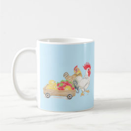 Cute Chicken Family Blue Mug Kaffeetasse