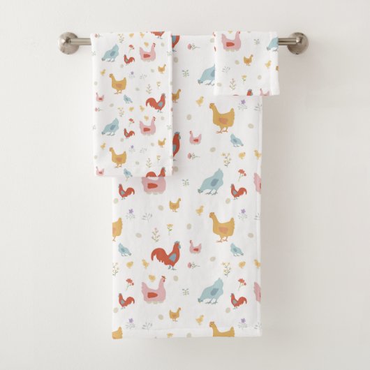 Cute Chickens Hens and Baby Chicks Badhandtuch Set (Insitu)