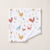 Cute Chickens Hens and Baby Chicks Badhandtuch Set (Waschlappen)