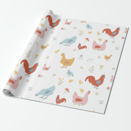 Cute Chickens Hens and Baby Chicks Geschenkpapier