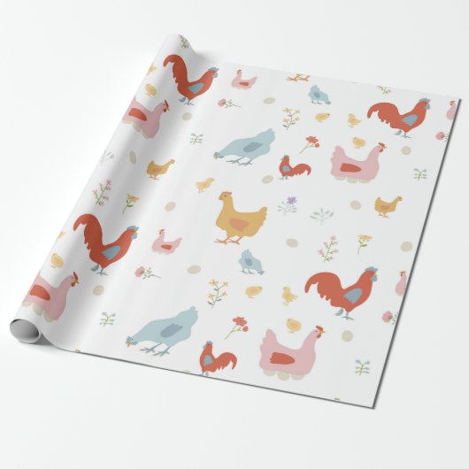 Cute Chickens Hens and Baby Chicks Geschenkpapier (Ungerollt)