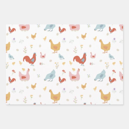 Cute Chickens Hens and Baby Chicks Geschenkpapier Set (Vorderseite 2)
