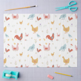 Cute Chickens Hens and Baby Chicks Seidenpapier