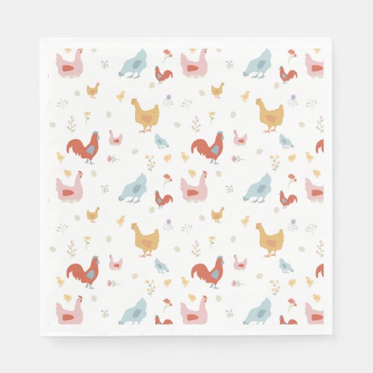Cute Chickens Hens and Baby Chicks Serviette (Vorderseite)