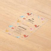 Cute Chickens Hens and Chick Girl First Birthday Acryleinladungen (Ablage )