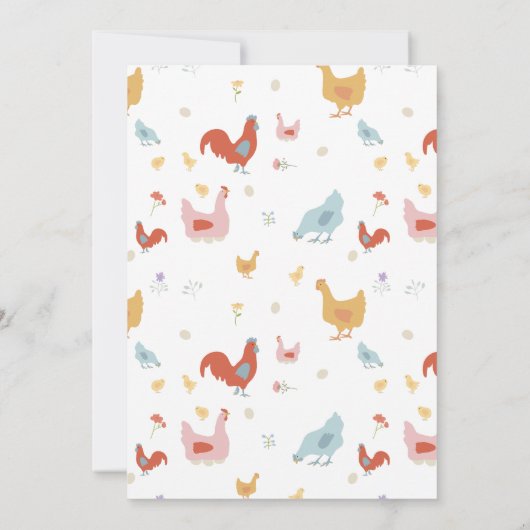 Cute Chickens Hens Chick Girl First 1st Birthday Einladung (Rückseite)