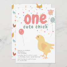 Cute Chickens Hens Chick Girl First 1st Birthday