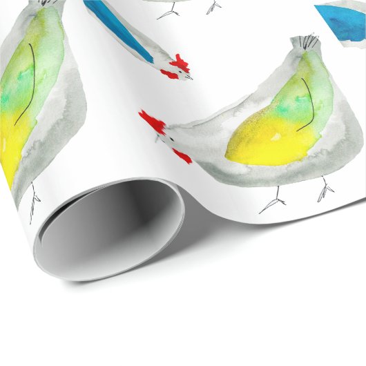 Cute chickens watercolor art geschenkpapier (Rolleneckpunkt)