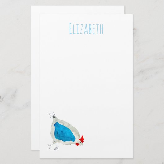 Cute chickens watercolor briefpapier (Vorne/Hinten)